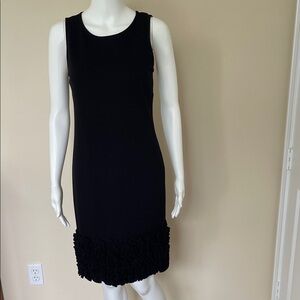 Ann Taylor Black Sleeveless Shift Dress with Ruffle Hem